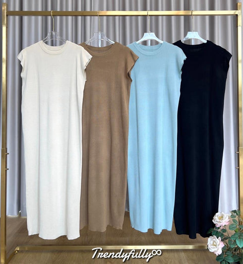 Casual Knitted Wear Dresses With Sweater Set
